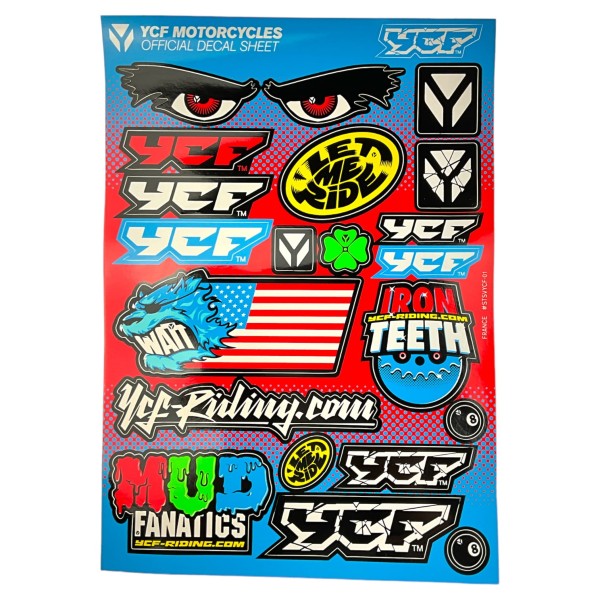 Zestaw naklejek A4 pitbike YCF