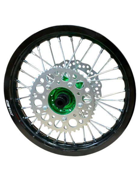 Felga 14 tył 1.85x14 aluminiowa CNC komplet zielona pitbike 2021 8K YCF